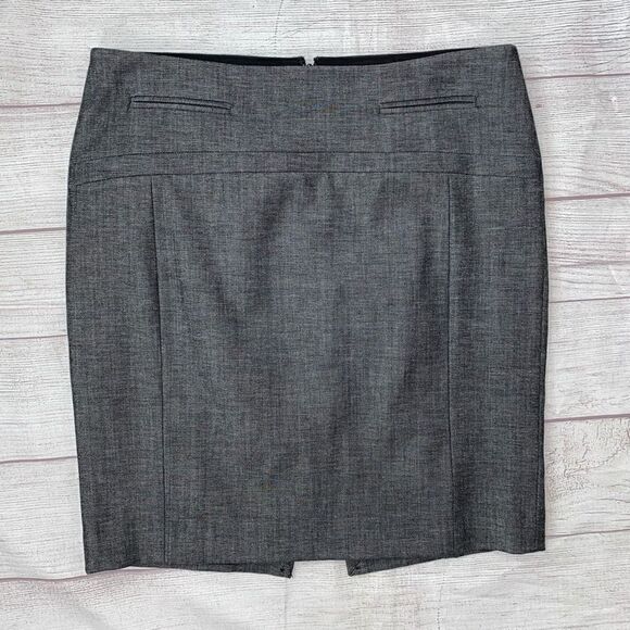 Express women 4 grey fully lined mini pencil skirt w/back slit - Picture 1 of 9